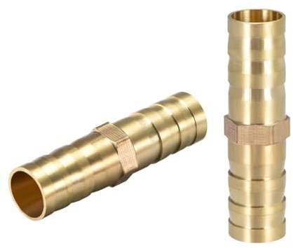 TA-VIGOR 2Pcs 10mm Brass Barb Hose Fitting Straight Connector Coupler, Straight Barb Hose Fitting Joiner for Air Gas Water Fuel