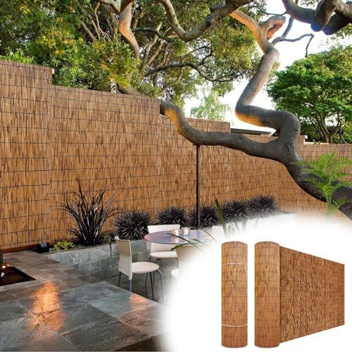 Bambú para patio al aire libre – Valla decorativa de jardín 50/60/90/100/130 cm - Láminas de bambú natural cortavientos y clôture para balcón y patio