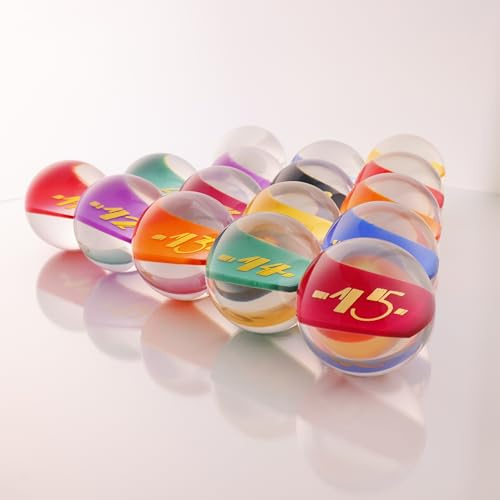 Southern Rec Supply Clear Pool Billiards Balls Set by SRS - Full Set 2-1/4 in. Transparent w/Gold Print, 4.2oz, 2.25 Diam