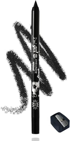 Eyeliner in gel nero, matita Khôl nera opaca, impermeabile e resistente alle macchie, matita eyeliner a lunga durata con temperamatite, matita per palpebre altamente pigmentata, texture liscia e