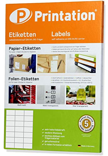 Printation Etiketten Selbstklebend 70 x 42,3 mm - 210 Adressetiketten Selbstklebend/Internetmarke, 21 Pro A4 Bogen, 10 Blatt A4, Klebeetiketten zum Bedrucken für Laser, Inkjet, Kopierer, 70x42 3x7