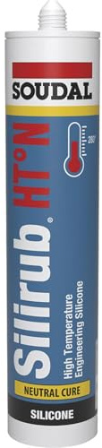 Silirub HT° - N - Mastic silicone neutre résistant à la chaleur - Soudal - Cartouche de 300 ml Noir