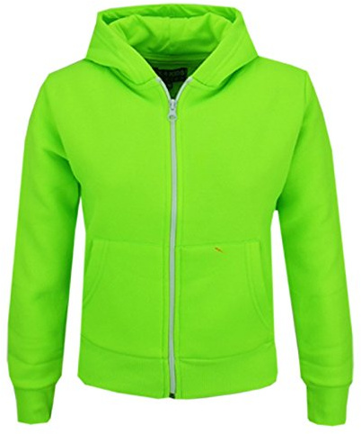 A2Z 4 Kids® Barn Flickor Pojkar Plain Fleece Med Huva Luvtröja - Hoodie Plain Neon Green 11-12 Years