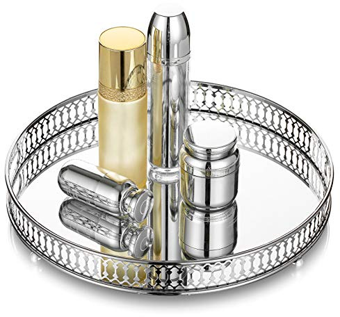Nuptio Vassoio per Trucco Cosmetico Vassoio per Profumo, Vassoio Decorativo con Gioielli Vanity Specchio, Organizer per Comò, Portacandele d'Argento Vassoio per Decorazioni per la Casa Nozze Bagno