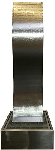 Köhko Pared de agua Altura aprox. 230 cm 26005 cascada con iluminación LED y piscina de acero inoxidable
