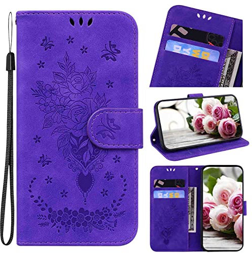 SHOYAO Étui portefeuille pour Apple iPod Touch 5 en cuir synthétique de qualité supérieure avec support de visionnage horizontal, cordon, maison, violet