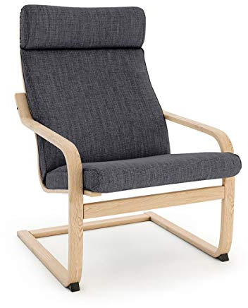 Vinylla Armchair Replacement Cover Made for Ikea Poang Chair (Cushion Design 3, Polyester - Dark Grey)