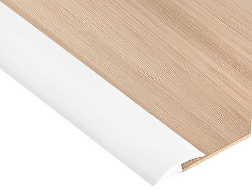 2M White Carpet Trim Self Adhesive PVC Laminate Floor Door Doorway Transition Threshold Strip Tile Edgings Rubber Flooring Edge Strip(Cover Height Within 5mm)