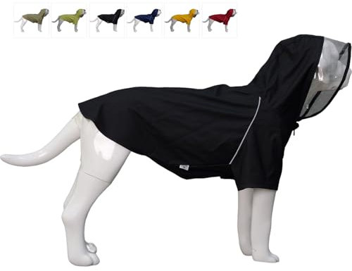 LoveLonglong Premium wasserdichter Hunderegenmantel mit reflektierenden Sicherheitsmerkmalen, Regenmäntel für große, mittelgroße und kleine Hunde. Black XL