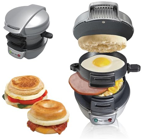 Sandwich Toaster Burger Maker, Effiziente Antihaft Heizplatten, Mit Digitalem Countdown-Timer, Spülmaschinenfest, Perfekt Für Hamburger, Snacks Und Ein Schnelles DIY Frühstück (Grau)