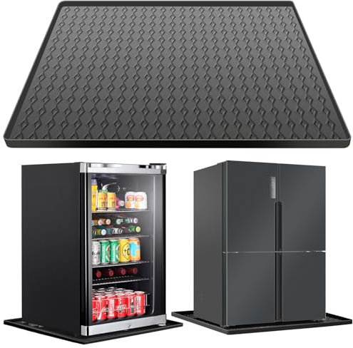 Silikon Kühlschrankmatte, 60x60cm, Kühlschrankmatten mit Erhöhtem Rand Kühlschrank Tropfschale Kühlschrank Bodenschutz, Unterkühlschrank Matten Bodenschutzmatte für Trockner Waschmaschine Tische