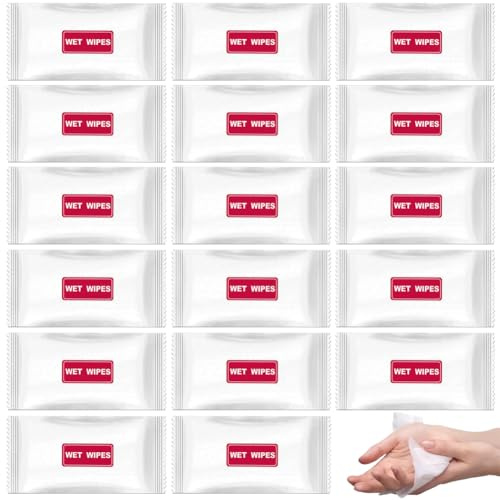 Lot de 30 lingettes humides jetables emballées individuellement pour invités ; lingettes humides d'hôtel ; lingettes de spa pour les mains et le visage, lingettes nettoyantes personnelles portables