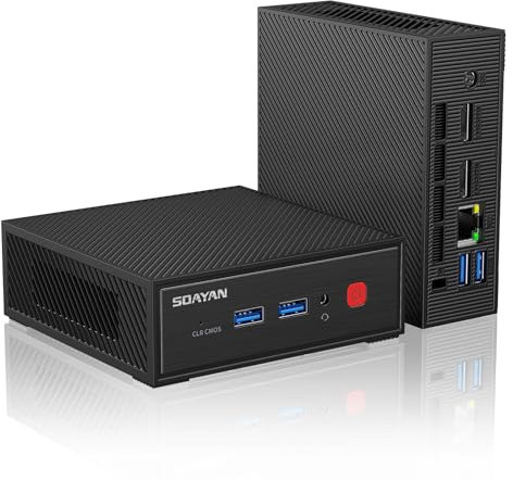 SOAYAN Mini PC, Twin Lake N150 Mini ordenadors (hasta 3.6GHz) 16GB DDR4 RAM 512GB SSD Mini Ordenador de sobremesa Potente 4K Doble Pantalla/USB3.2/WiFi 5/BT4.2/Gigabit Ethernet para Hogar, Oficina