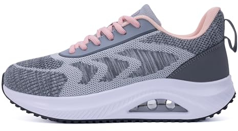HuJAT Womens Arch Support Walking Shoes Plantar Fasciitis Orthotic Sneakers for Foot Pain Relief PinkGrey US Size 8 Greypink