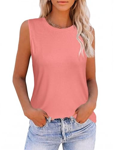Gyabnw Camiseta Sin Mangas Mujer Verano Casual Camisetas Interior Mujer Tirantes Top Mujer Cuello Redondo Tejido Suave de Algodón Color Sólido