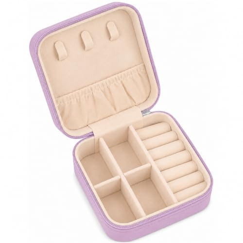 Viktauy Travel Jewellery Box, Mini Jewellery Box for Women, Jewellery Organiser, Portable Small Jewellery Storage Case for Bracelets Earrings Rings Necklace - Best Gift for Women Girls (Taro Purple)