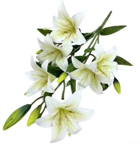ZWEquipint 6 huvuden konstgjorda liljeblommor silkestyg böjbara stjälkar för bröllop hem bordsdekor fotograferingsrekvisita 68 x 15 cm (gult hjärtkål)