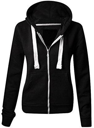 Parsa Fashions Ladies Plain Zip Up Hoodie Womens Fleece Hooded Top Long Sleeves Front Pockets Soft Stretchable Comfortable (Black/5XL UK-22)
