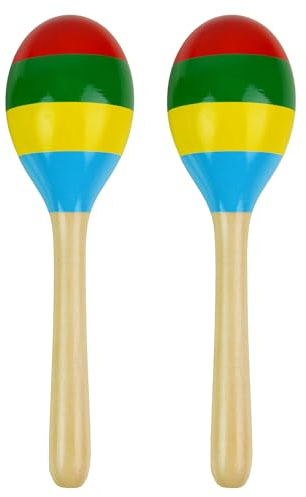 A-Star Wooden Multi Coloured Maracas - Pair - 22 cm Shaker, Educational Rhythm Instrument for Children