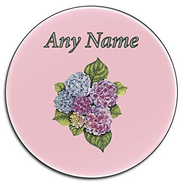 Personalised Gift - Set of 4 x Colour Hydrangeas Round Gloss Hardboard Coaster (Nature Plants Design Colour Options) Any Name/Message Unique - Mat Pad - Endless Summer Forever Together Hortensia