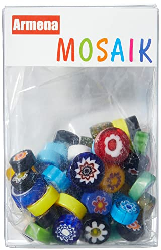 Armena Millefiori Glas Mosaiksteine bunt gemischt 7-10mm 50g (Circa 55 Stück)