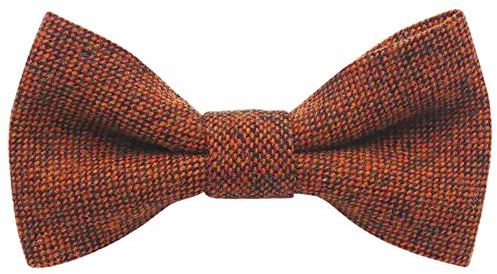 Barn barn pojkar lyxig elastisk fluga i ull – sidpojke present, bröllop, smart, fjärilsfluga, justerbar, Bränd orange, Length 10cm, width 5cm.