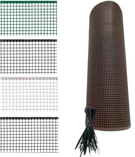 Generico Rete Balcone Protettiva in plastica per Ringhiera Cancelli e Recinzione Decorativa per Giardino Anticaduta Protezione Bambini e Animali con 100 Fascette in Omaggio(h1x5mt, Marrone)