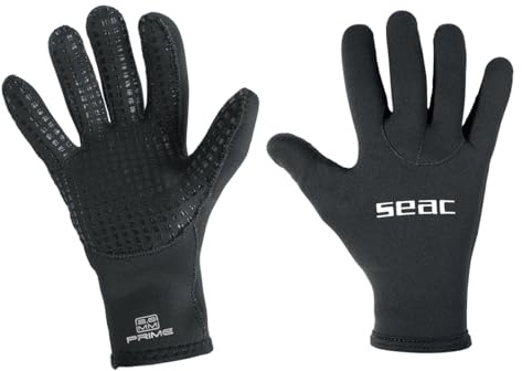 SEAC Prime, 2 mm Neoprene Diving Gloves, Nylon Lined, Non-Slip Palm
