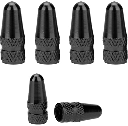 Ventilkappen aus Aluminium, 4 x Schwarze Ventilkappen kompatibel mit Presta und französischem Ventil, Reifenventil Caps für Fahrradschläuche, Luftventilkappen Fahrradreifen, 4 Pack Staubschutzkappen