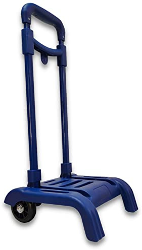RAYLU PAPER - Carrello porta zaini scuola pieghevole, leggero e resistente con ruote in gomma e maniglia estraibile, carrello per zaini scolastici dimensioni 86 x 27 x 26 cm (blu scuro)