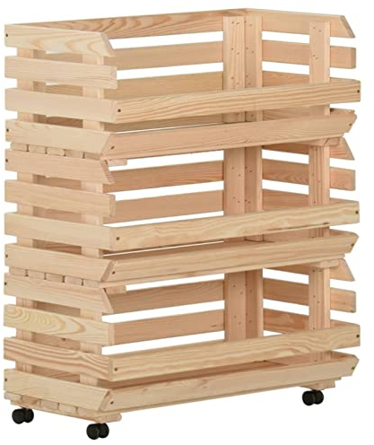 XIAOGUANG Gemüsewagen, Holzkiste, Kartoffel Aufbewahrung, Obstkiste, Vorratsschrank, Pfandflaschen Aufbewahrung, Kistenregal, Kisten Aufbewahrung, 77x30x80 cm Massivholz Kiefer