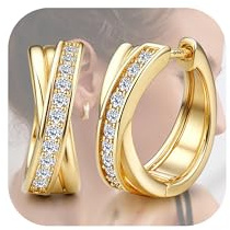 JeweBella Pendientes de Aro de Plata 925 Pendientes Mujer Plata Oro Pequeños Pendientes Dorados Mujer Niña Piercing Oreja Chapados Oro 14K Pendientes Hipoalergenicos Mujer Moda Joyería Regalos