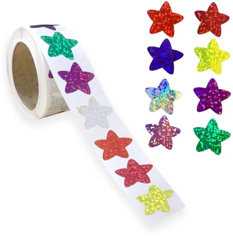 Set di 500 fogli di adesivi stelle scintillanti, adesivi a stelle multicolori, adesivi premio per bambini, per scrapbooking, biglietti di auguri, borse, regali, fai da te