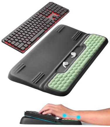 VAYDEER 2-in-1 Ergonomic Keyboard Wrist Rest with Stand – Memory Foam Keyboard Riser & Wrist Support, Dual Tilt, Non-Slip Base – Pain Relief for Typing, Office & Gaming – Green