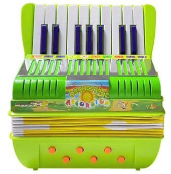 Lvifloae Mini 17 Key 6 Bass Kids Toy Accordion Lightweight Mini Musikinstrument med robust remspänne för barn Studenter Musikstarter Julklapp Practice Performan (Grön)