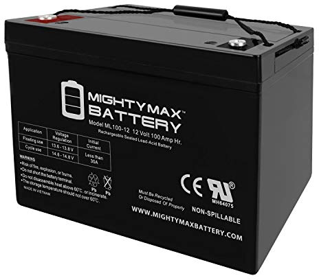 ML100-12 - 12 Volt 100 AH, Internal Thread (INT) Terminal, Rechargeable SLA AGM Battery, 1 Count (Pack of 1)