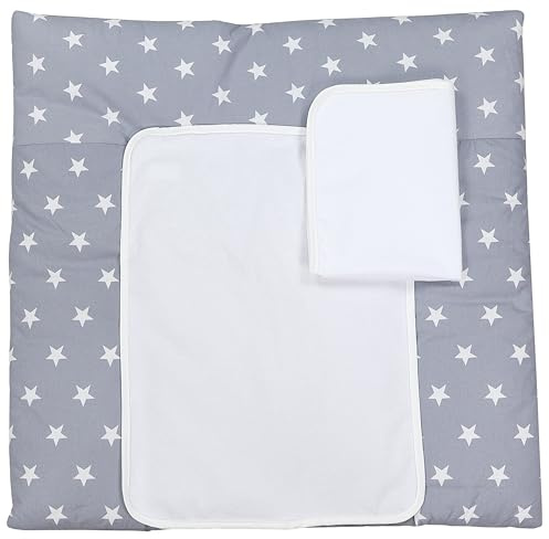 TupTam Materassino Fasciatoio con 2 Coperture in Spugna, Stelle Grigio 2, 76 x 76 cm
