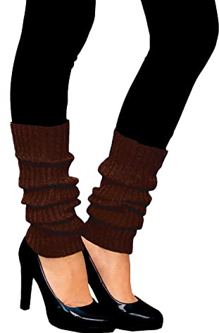 Oblique Unique Sexy Damen Stulpen Braun - Beinstulpen Damen & Mädchen für 80er Jahre Outfit 80s Motto Party Fasching Karneval Tanzen Aerobic Kostüm Accessoires