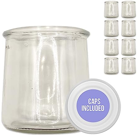 Xilmark Yogurt Glasses with Lid 200 ml, Yogurt Cup, Yogurt Jar, Yogurt Jars with Plastic Lid, Dessert Cups (PACK 8 CLIP)