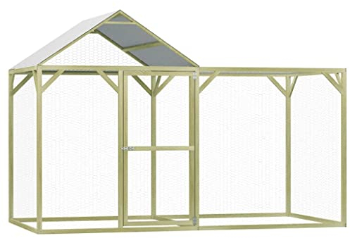 WIFESE Hühnerkäfig 3x1,5x2 m Imprägniertes Kiefernholz Voliere Hühnerstall Kleintierstall Freilaufgehege Hühner Kleintiergehege für Hühner Hennen Enten und Andere Kleintiere Geräumige & Praktische