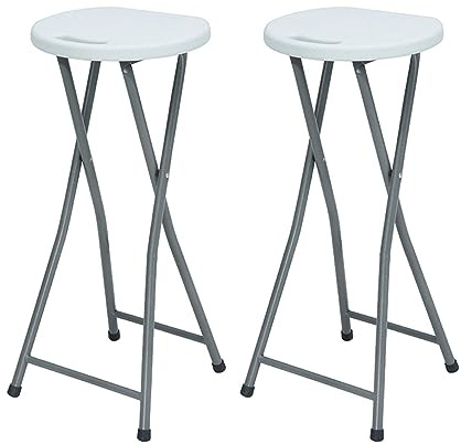 Pack 2 sgabelli pieghevoli altezza bianco 30 x 76 cm 7house