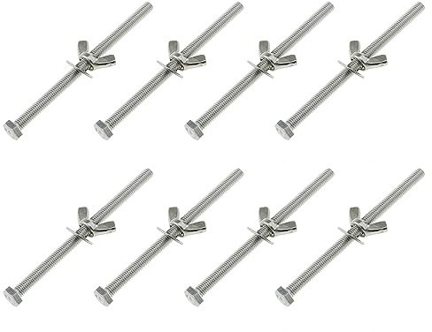 ZZHXSM 8Sets M6 x 100mm Stainless Steel Wooden Flower Press Flower Press Kit Wing Butterfly Screws Bolts Wing Hand Bolts Flower Press Kit