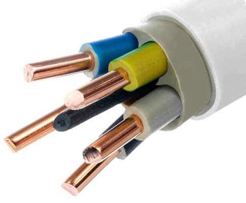 NYM-J Cavo per ambienti umidi Cavo per corrente forte Cavo elettrico Cavo di installazione (5g4mm2, bianco, 20m)