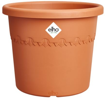 elho Algarve Cilindro 30 cm – Großer Blumentopf für den Außenbereich – Pflanzgefäße – 100% recycelter Kunststoff - Braun/Terra