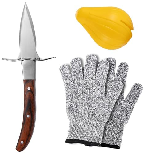Coltello Per Ostriche Professionale In Acciaio Inox 2 Pezzi Apri Ostriche Con 1 Guanti Per Ostriche Set Di Coltelli Ostriche Con Impugnatura Ergonomica Per Ostriche & Crostacei & Molluschi