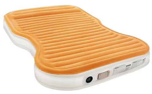 KMZ SUV-Luftmatratze mit eingebauter Pumpe und 2 Kissen, Dickes flockiertes PVC, schnelle 90-Sekunden-Inflation, tragbare und langlebige Auto-Luftmatratze für Camping, Reisen, LKW