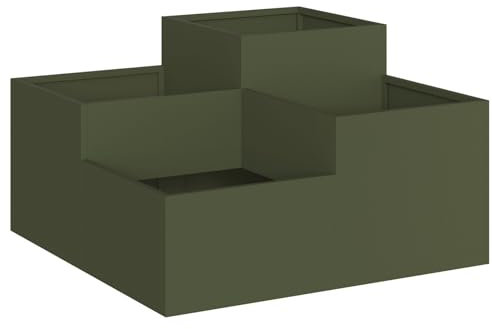 vidaXL Trädgårdsplanterare Olivgrön 100 x 100 x 48 cm Stål