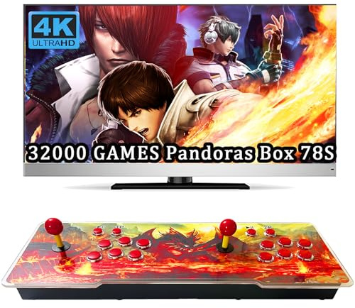 RegiisJoy 32000 Pandoras Box 78S Console de Jeux d'arcade rétro, Jeu modifié Magique 3D pour 4 Joueurs, Fonction de Recherche de Sauvegarde, Suppression de triches, liste de favoris, Combo d'un