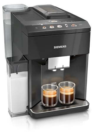 Siemens Kaffeevollautomat EQ500 integral, farbiges TFT-Display, 9 Kaffee- und Milchgetränke, Doppeltassenfunktion, beleuchteter Kaffeeauslauf, entnehmbare Brüheinheit, Schwarz, TQ515D09