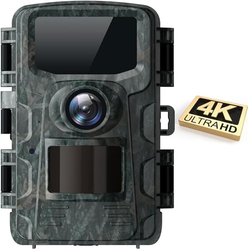 VOOPEAK Camera de Chasse 4K 30FPS 48MP, Caméra de Chasse Nocturne Activé par Le Mouvement, Caméra Chasse Infrarouge Surveillance Exterieur Grand Angle 120° Camera Animaux IP66 Étanche